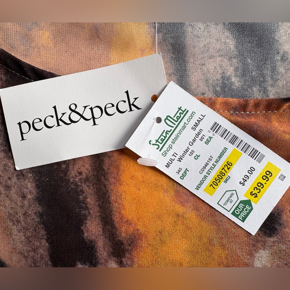 NWT Women's Peck & Peck Sheer Top Art to Wear Birds Floral Flowy Popover  Size S - Picture 9 of 10